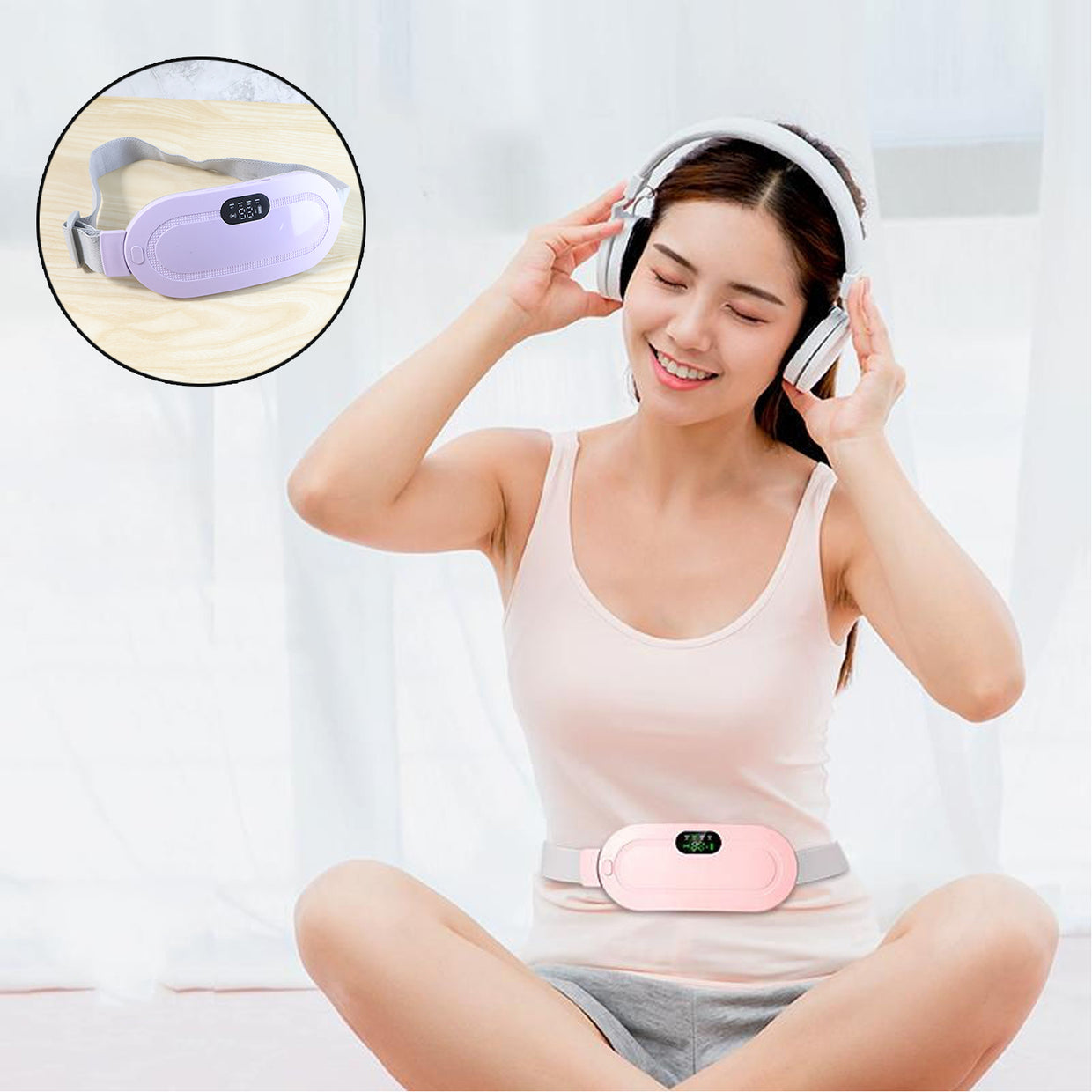 Rechargeable Smart Warm Palace Belt With Heating and vibrating Relieve Period Cramp Pain Menstrual Waist Belt for Cramp Period Care, Period Massager