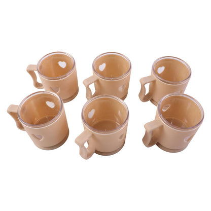 Elegant Heart Design Mini Tea & Coffee Mug Set (100ML, 6 Pc)